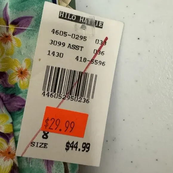 Hilo Hattie Hawaiian Dress Womens 8 Green Purple Floral Sundress Tropical NWT - Picture 9 of 14